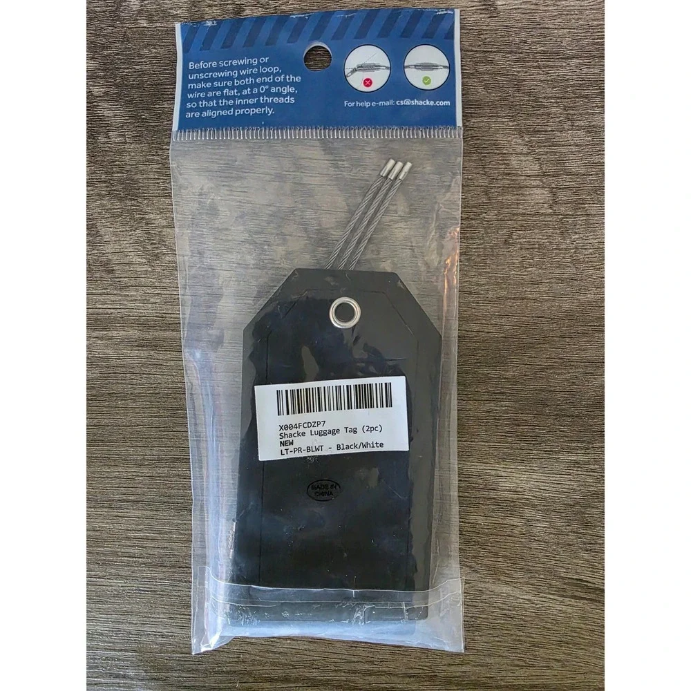 Shacke Luggage Tag 2pc Set Black White Airplane Silicone with Steel Cable Loops